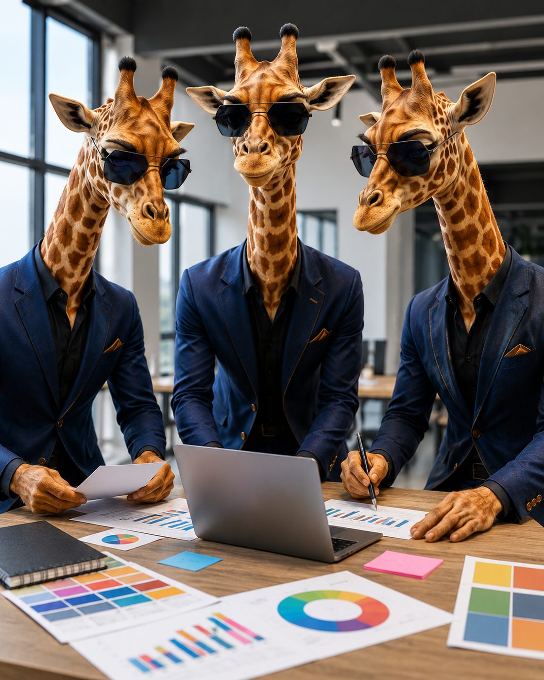 The Golden Giraffe team reviewing brand strategy